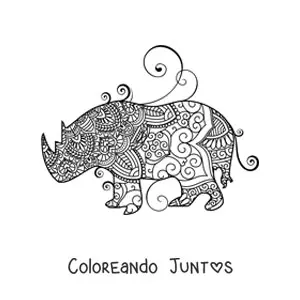 Imagen para colorear de un mandala de rinoceronte