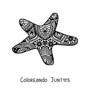 Imagen para colorear de un mandala estilo Zentangle de estrella de mar