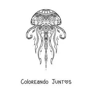 Imagen para colorear de un mandala de medusa