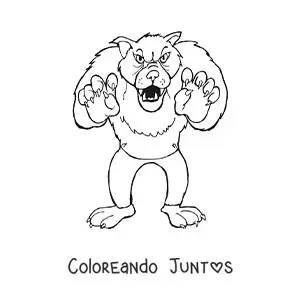 Imagen para colorear de un lobo feroz animado