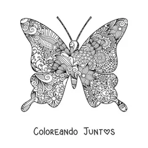Imagen para colorear de un mandala de mariposa