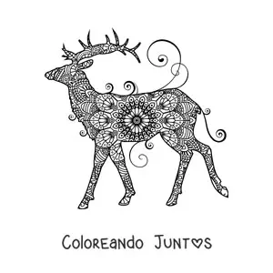 Imagen para colorear de un mandala de ciervo