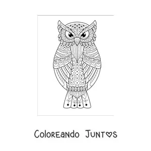 Imagen para colorear de un mandala de búho difícil