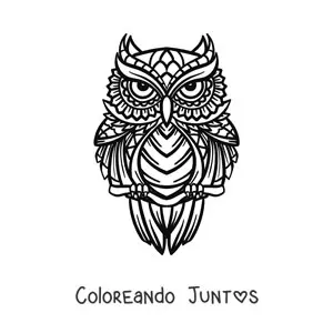 Imagen para colorear de un mandala de búho geométrico