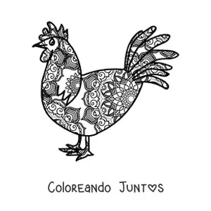 Imagen para colorear de un mandala de gallo