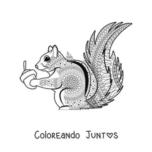 Imagen para colorear de un mandala de ardilla