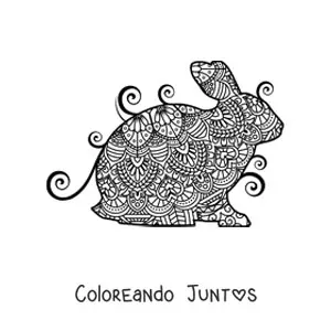 Imagen para colorear de un mandala de conejo