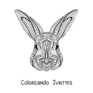 Imagen para colorear de un mandala de conejo difícil