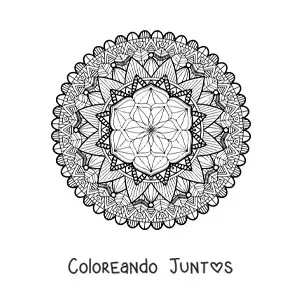 Imagen para colorear de un mandala difícil geométrico