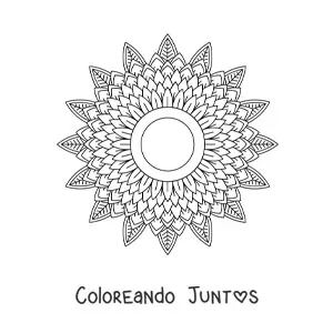 Imagen para colorear de un mandala difícil de la naturaleza