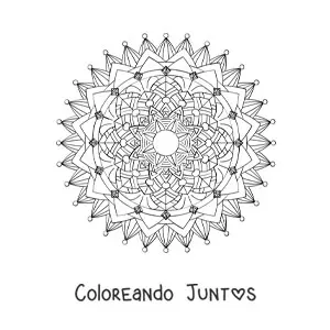 Imagen para colorear de un mandala difícil de la naturaleza