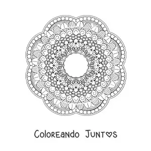 Imagen para colorear de un mandala difícil bonito