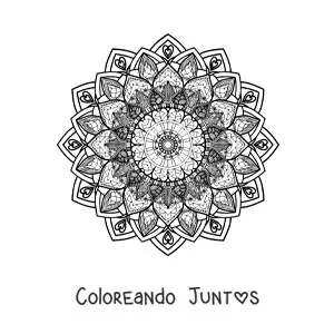 Imagen para colorear de un mandala difícil floral