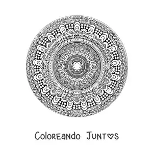 Imagen para colorear de un mandala difícil circular