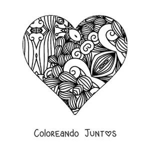 Imagen para colorear de corazón con mandala estilo Zentangle
