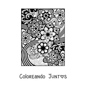 Imagen para colorear de un mandala floral estilo Zentangle