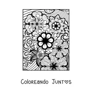 Imagen para colorear de un mandala floral estilo Zentangle