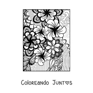 Imagen para colorear de un mandala floral estilo Zentangle