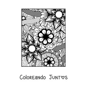 Imagen para colorear de un mandala floral estilo Zentangle