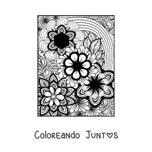 Imagen para colorear de un mandala floral estilo Zentangle