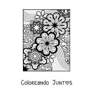 Imagen para colorear de un mandala floral estilo Zentangle
