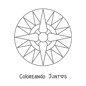 Imagen para colorear de un mandala fácil con figuras geométricas