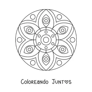 Imagen para colorear de un mandala fácil con ojos