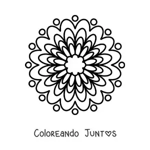 Imagen para colorear de un mandala fácil de flor para niños