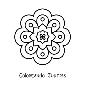 Imagen para colorear de un mandala fácil de flor para niños