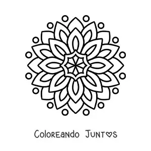 Imagen para colorear de un mandala fácil de flor para niños