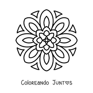 Imagen para colorear de un mandala fácil de flor para niños