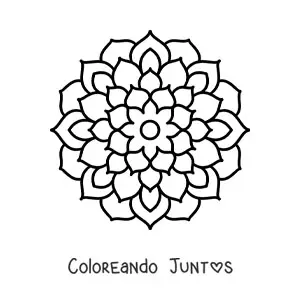 Imagen para colorear de un mandala fácil de flor para niños