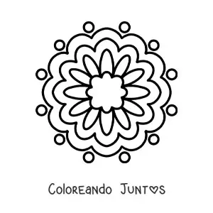 Imagen para colorear de un mandala fácil de flor para niños