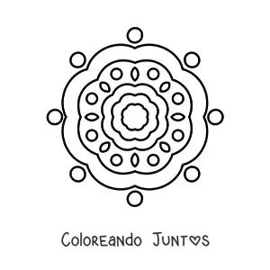 Imagen para colorear de un mandala fácil de flor para niños