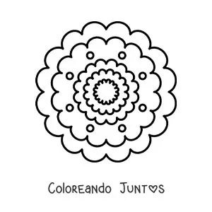 Imagen para colorear de un mandala fácil de flor para niños