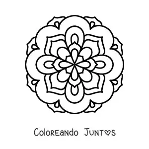 Imagen para colorear de un mandala fácil de flor para niños