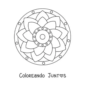 Imagen para colorear de un mandala fácil de flor