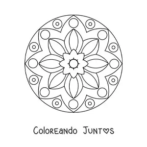 Imagen para colorear de un mandala fácil de flor