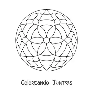 Imagen para colorear de un mandala fácil de flor