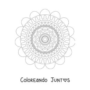 Imagen para colorear de un mandala con figuras geométricas