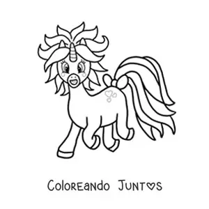Imagen para colorear de un pony unicornio