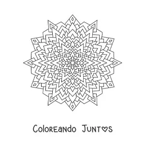 Imagen para colorear de un mandala con triángulos