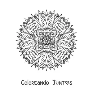 Imagen para colorear de un mandala difícil con triángulos