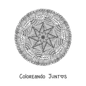 Imagen para colorear de un mandala abstracto estilo Zentangle