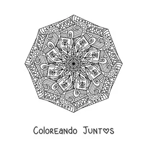 Imagen para colorear de un mandala abstracto estilo Zentangle