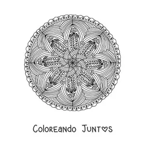 Imagen para colorear de un mandala abstracto difícil