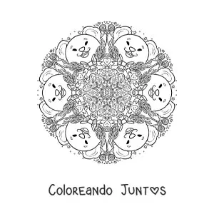Imagen para colorear de mandala de koalas para niños de primaria