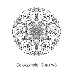 Imagen para colorear de mandala de leones para niños de primaria