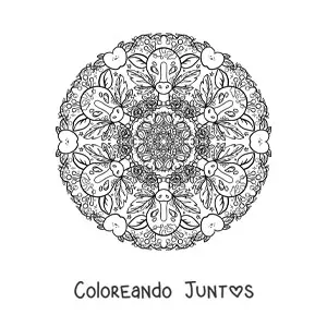 Imagen para colorear de mandala de jirafas para niños de primaria