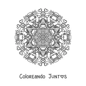 Imagen para colorear de mandala de perros para niños de primaria